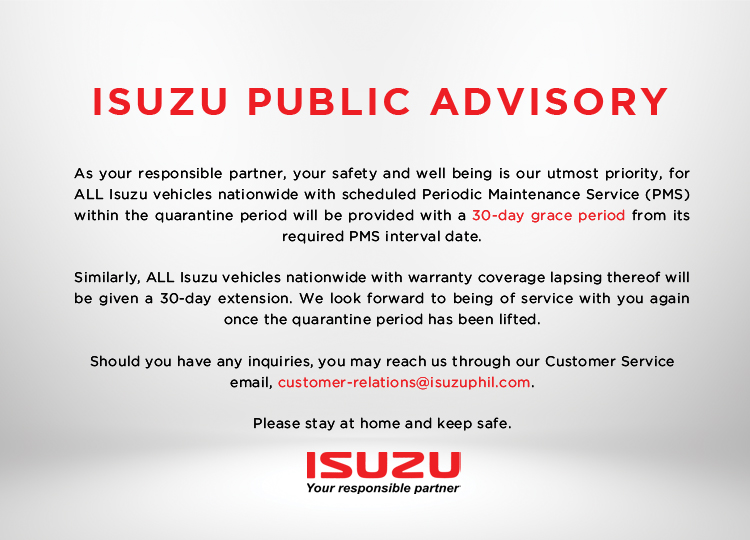 Isuzu public advisory