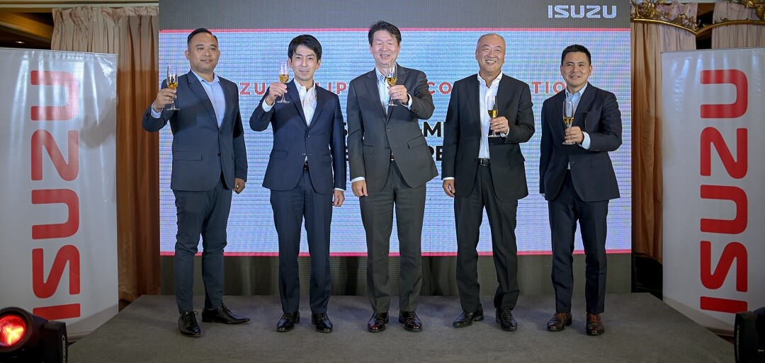 Text Box: From left: Asst. Division Head for Sales – Robert Carlos; Outgoing President – Noboru Murakami; Incoming President – Tetsuya Fujita; Executive Vice President – Shojiro Sakoda; Vice President for Sales – Yasuhiko Oyama