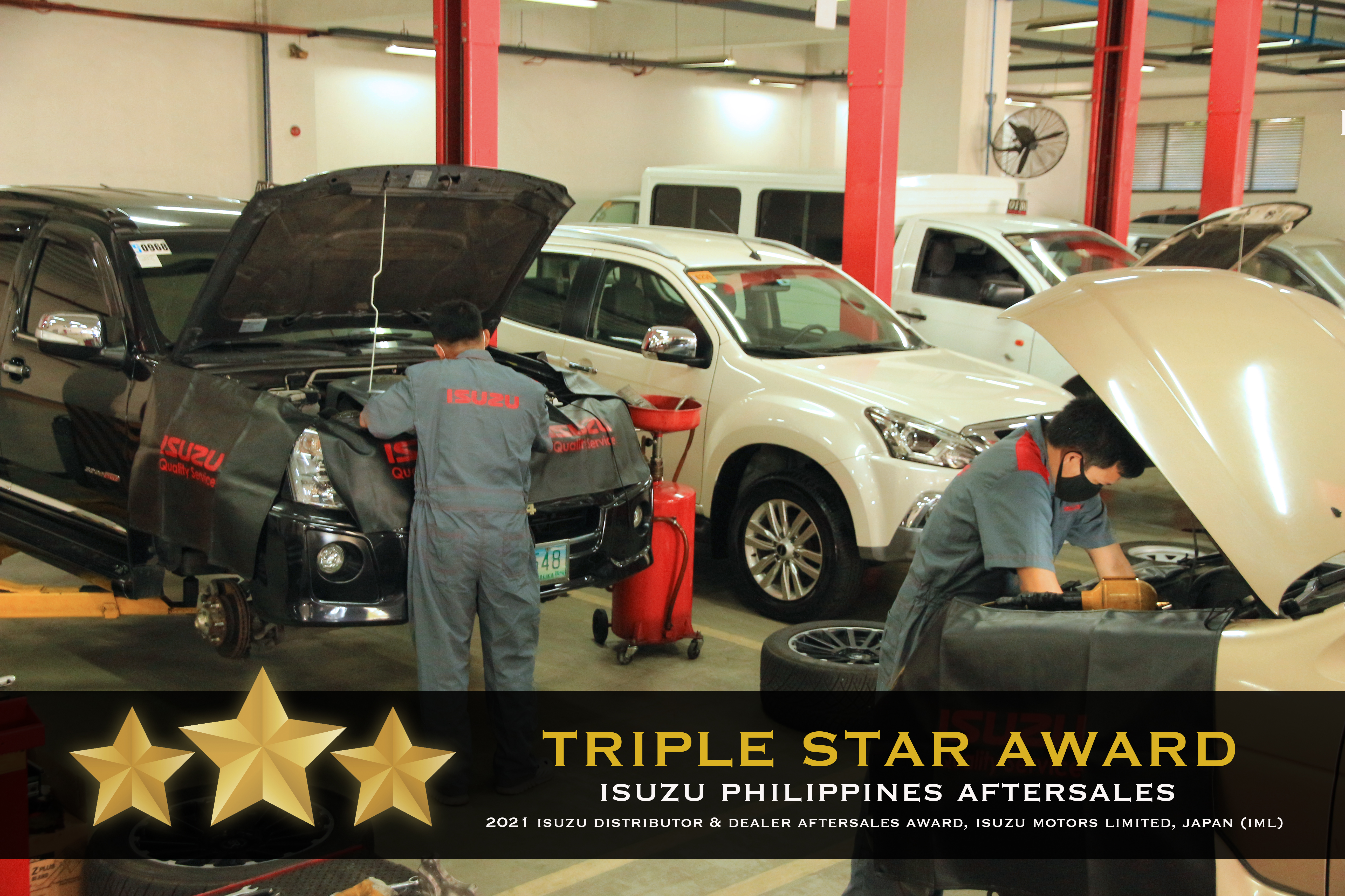 ISUZU PHILIPPINES GARNERS TRIPLE STAR in the  2021 ISUZU DISTRIBUTOR AND DEALER AFTERSALES AWARD image